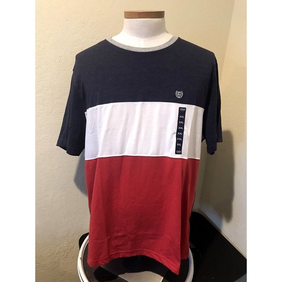 Chaps Other - Chaps Mens XXL Colorblock T-Shirt Navy White Red Short Sleeve Crew Neck Logo